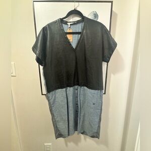 Derek Lam Leather & Linen Dress